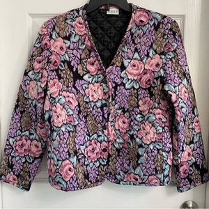 RUSS Vintage quilted floral jacket made in USA women’s size 12